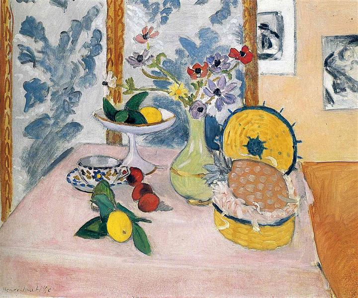 Matisse - Still life pineapples fruit bowl fruit vase of anemones - 1925